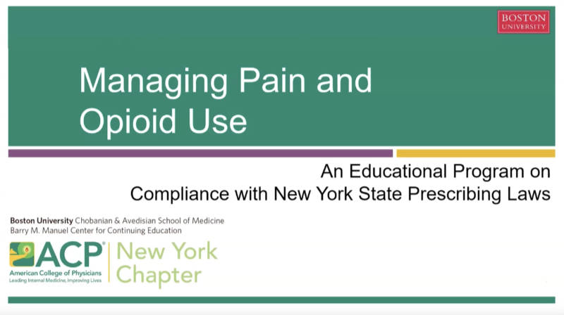 Managing Pain and Opioid Use: An Educational Program on Compliance with NYS Prescribing Laws